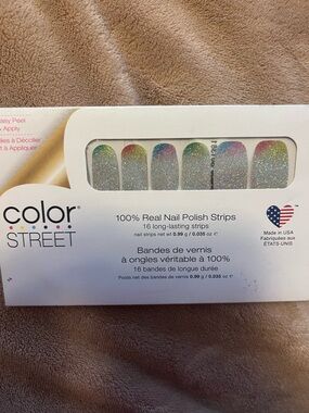 Color Street Silver Glitter Nail Strips with Rainbow Tips